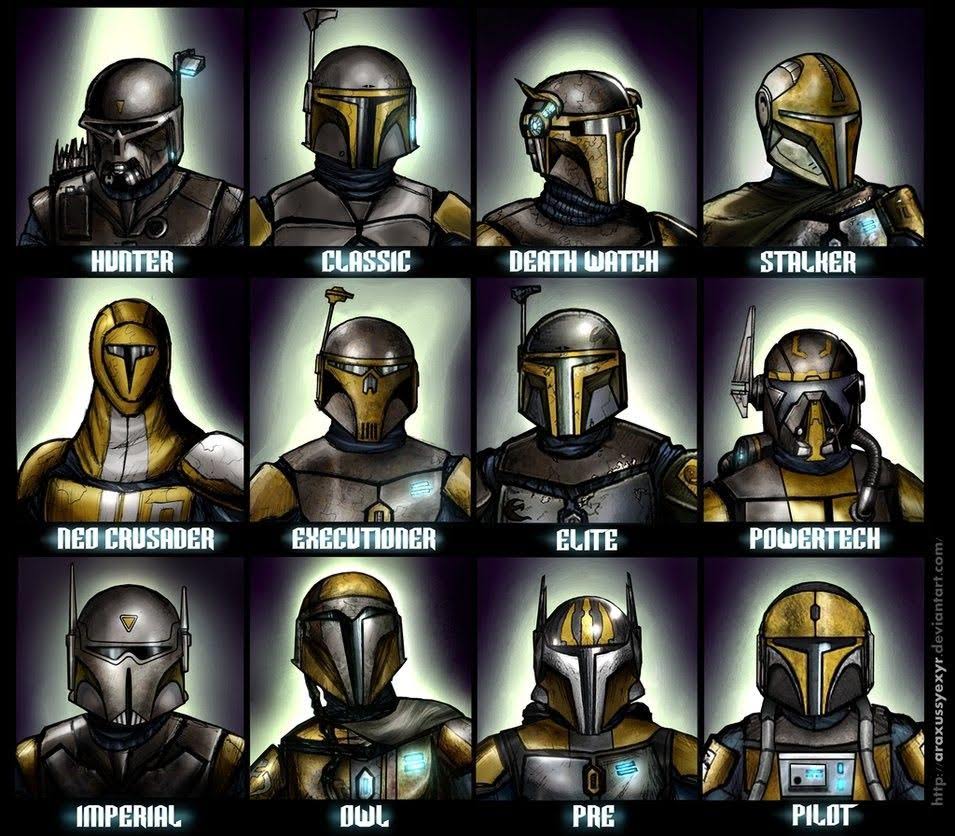 "Types" of Mandalorian Helmets (and armor) Boba Fett Costume and Prop