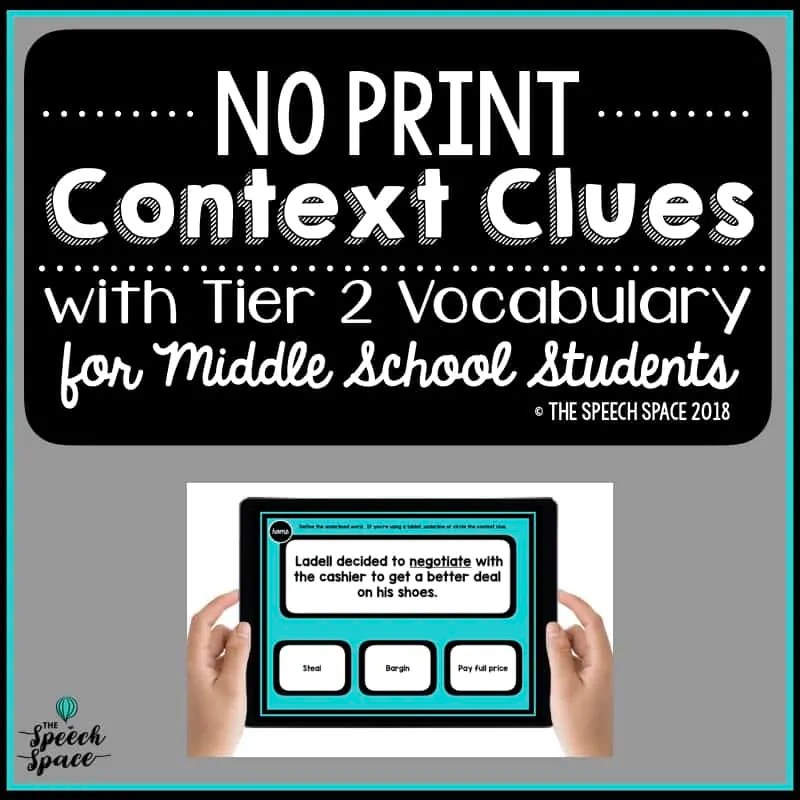 No Print Context Clues Middle School The Digital SLP