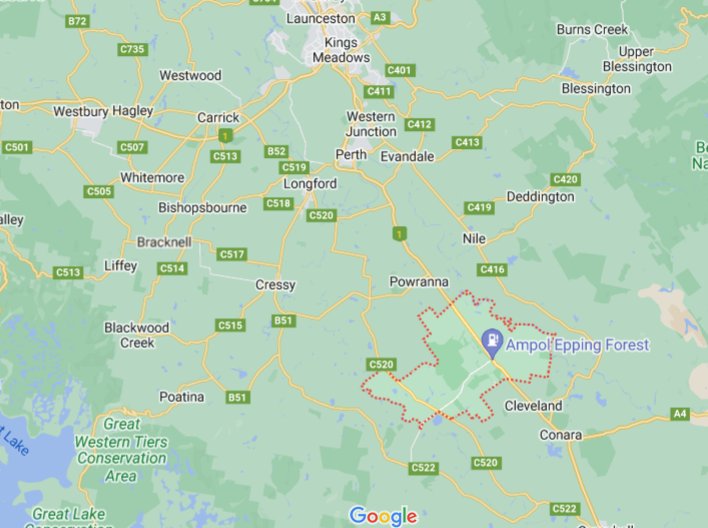 Epping Forest (Tasmania), Australia area map & More