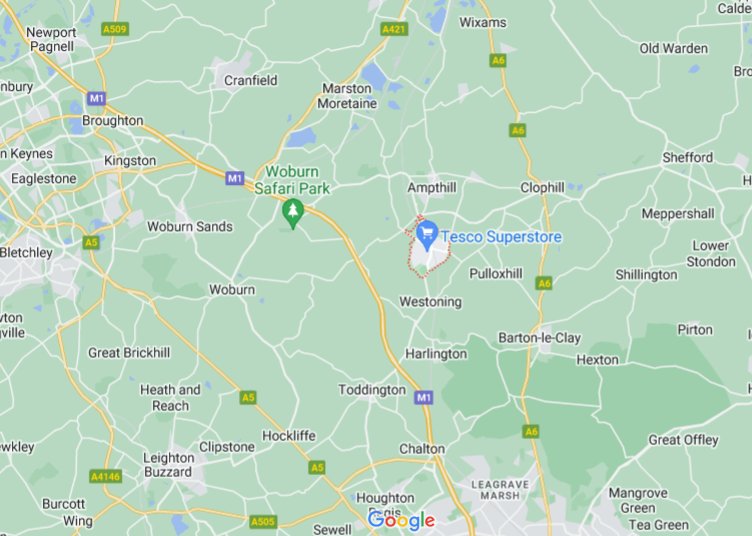 Flitwick (Bedfordshire), England (UK) area map & More