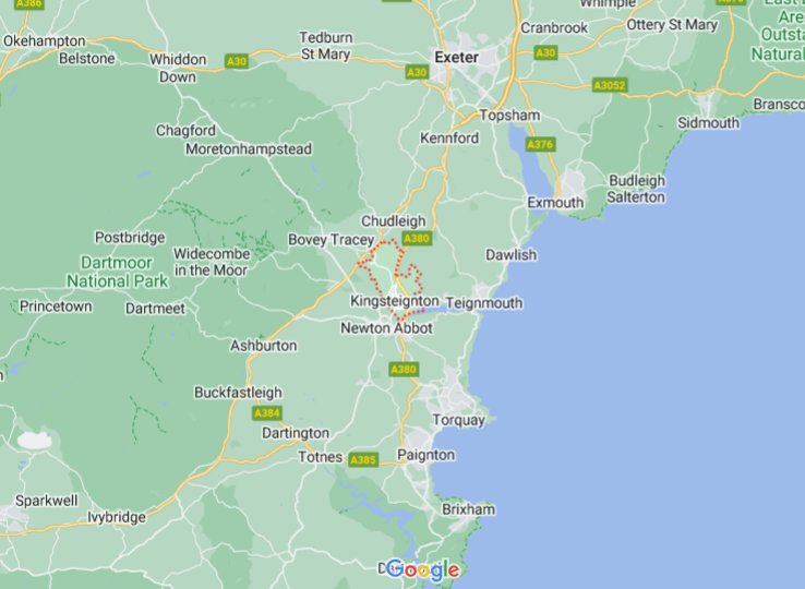 Kingsteignton (Devon), England (UK) area map & More