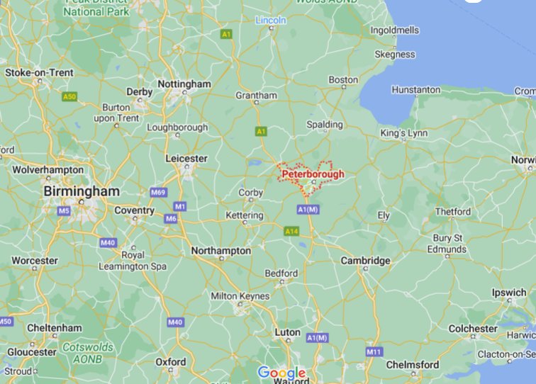 Peterborough, England (UK) area map & More