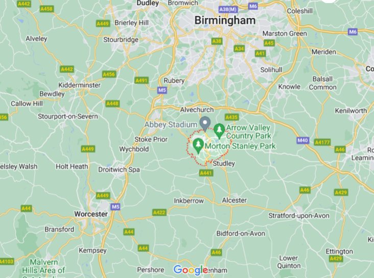 Redditch (Worcestershire), England (UK) area map & More