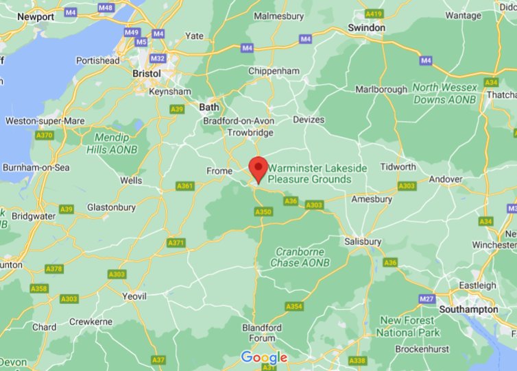 Warminster (Wiltshire), England (UK) area map & More