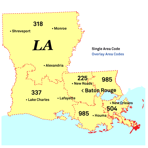 thedirectory - Area Code Map - Louisiana