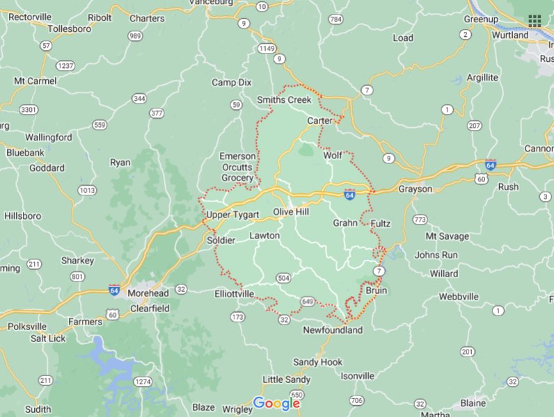 41164 Zip Code Area Map & Details