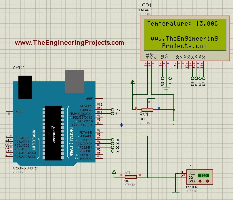 How to use Temperature Sensor 18B20 with Arduino in Proteus ISIS