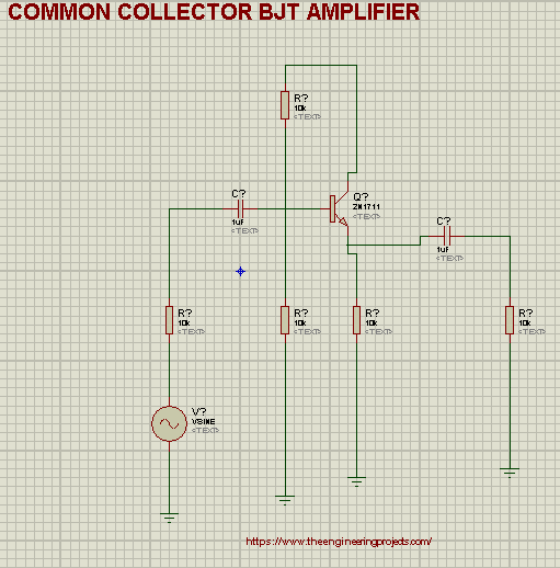 Common Collector BJT Amplifier in Proteus ISIS The Engineering Projects