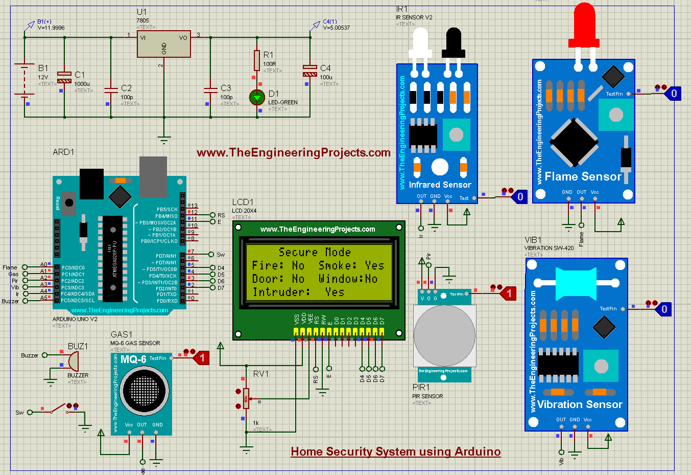 Home Security System using Arduino UNO in Proteus The Engineering
