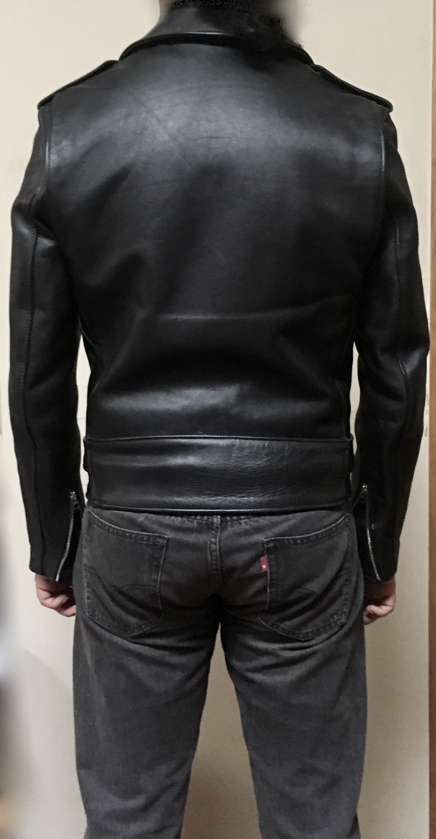 Schott 613S (Slim) One Star Perfecto Leather Motorcycle Jacket Black