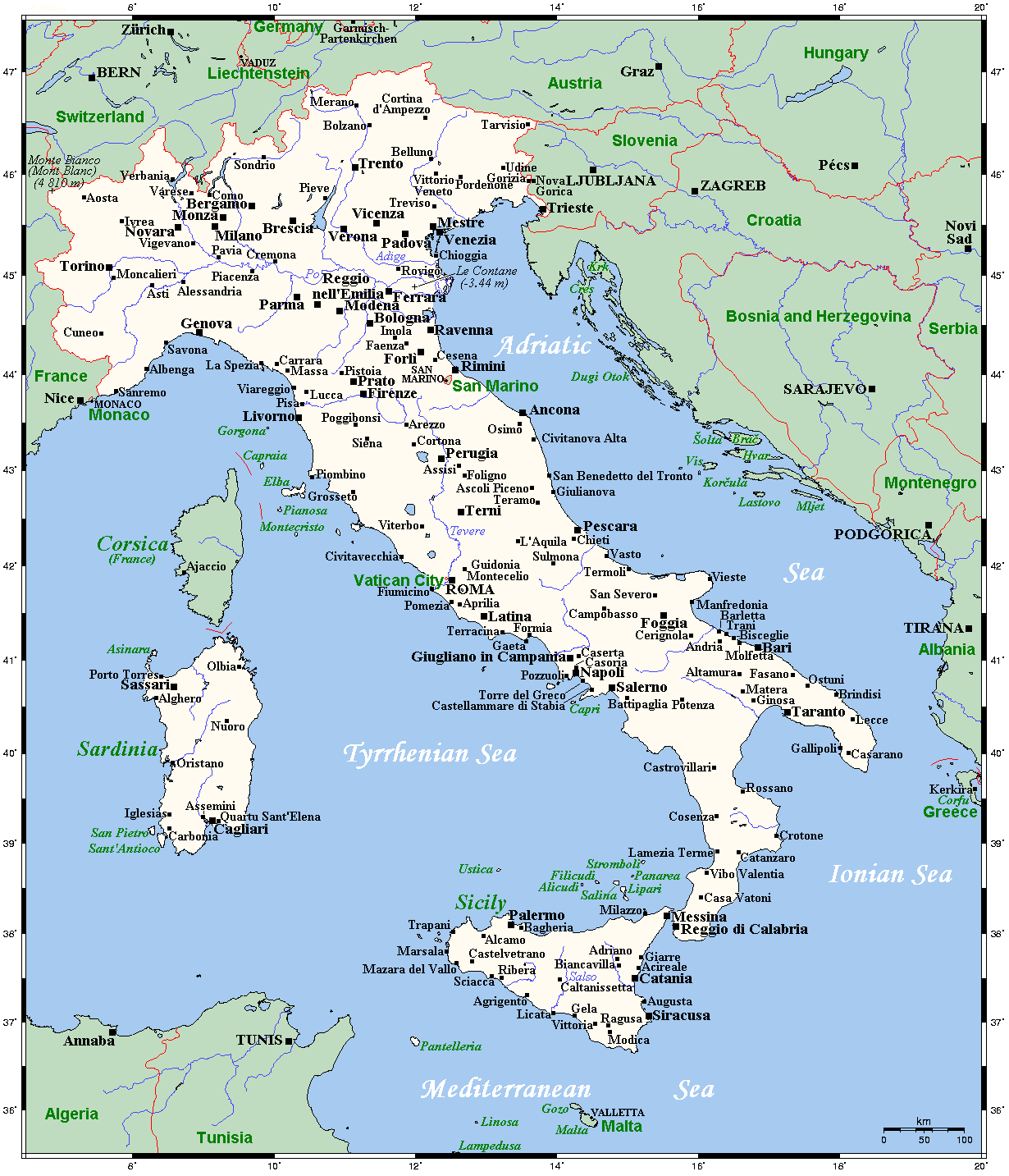Italy Map Cities And Towns Italy Map Cities And Towns