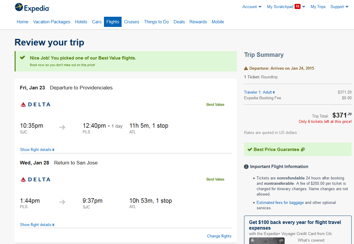 Delta 371 San Jose, California Providenciales, Turks