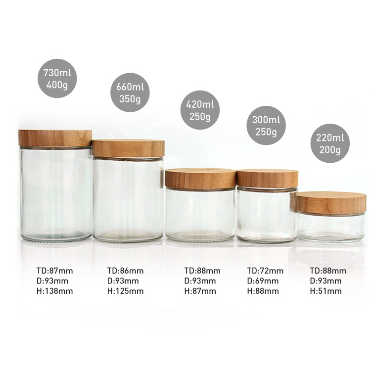 China Eco friendly 10oz 300ml round clear glass food storage jar with