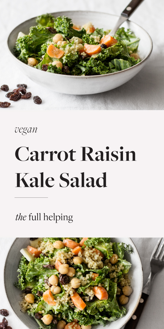 Carrot Raisin Kale Salad with Creamy Curry Dressing