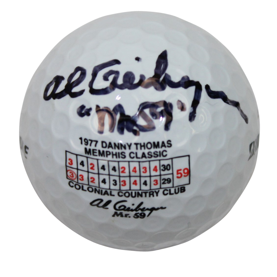 Lot Detail Al Geiberger "Mr. 59" Signed Scorecard Logo Golf Ball PSA