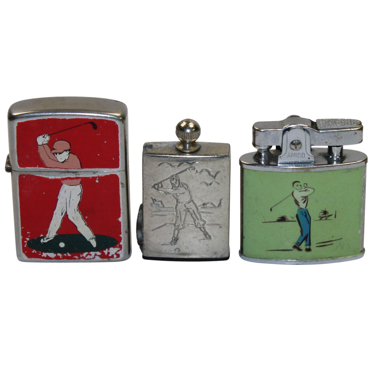Lot Detail Lot of 3 Vintage Golf Themed Lighters