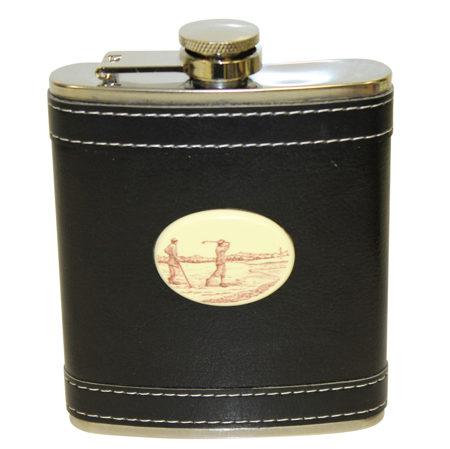 Lot Detail Barlow Leather Stainless Steel Vintage Golf Themed Pocket