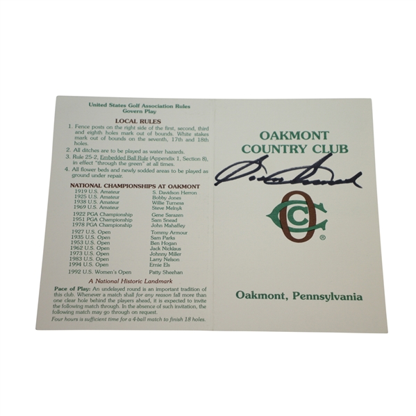 Lot Detail Sam Snead Signed Oakmont Country Club Scorecard JSA ALOA