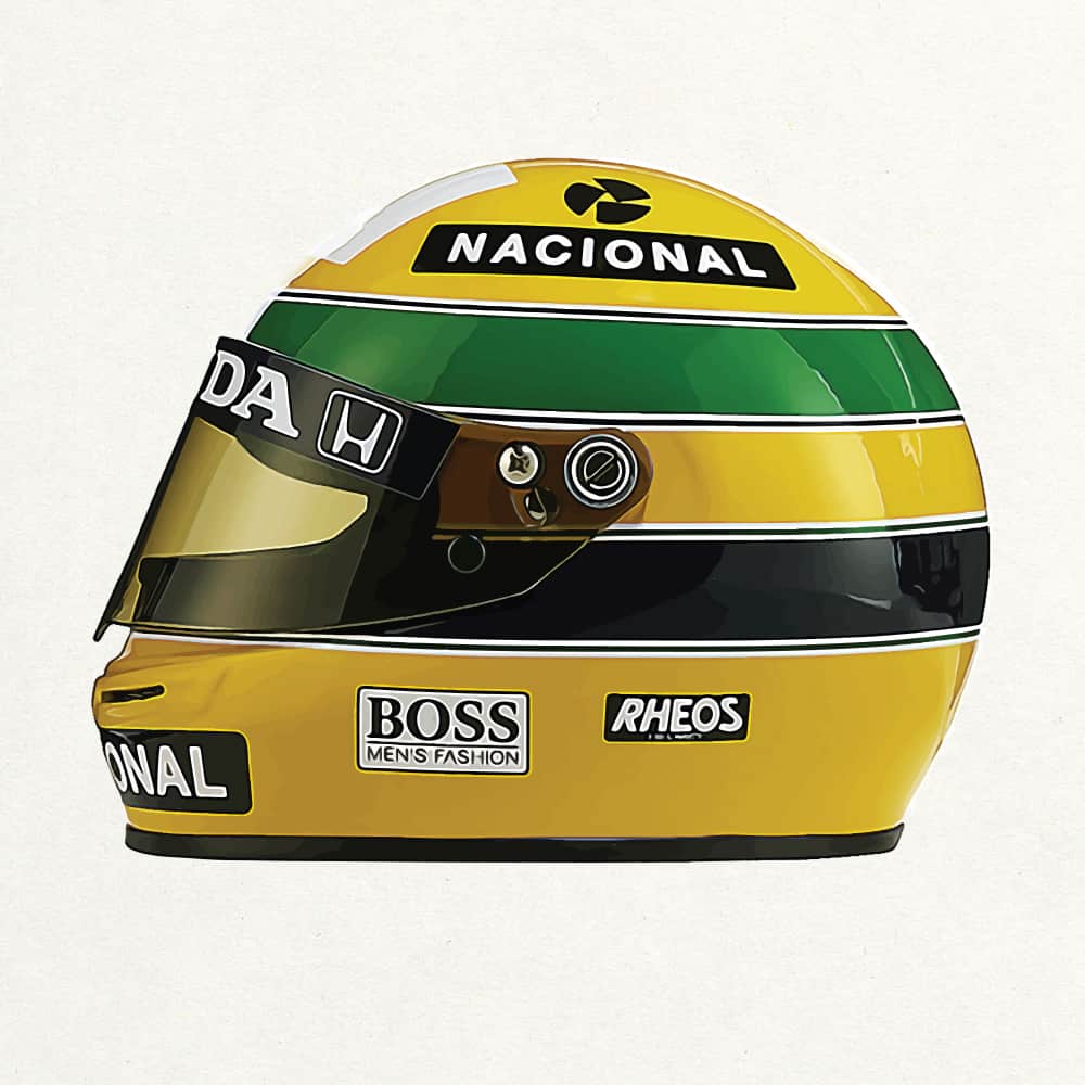 Ayrton Senna Da Silva (Side Angle) 1990 Helmet Formula 1 Poster Racing