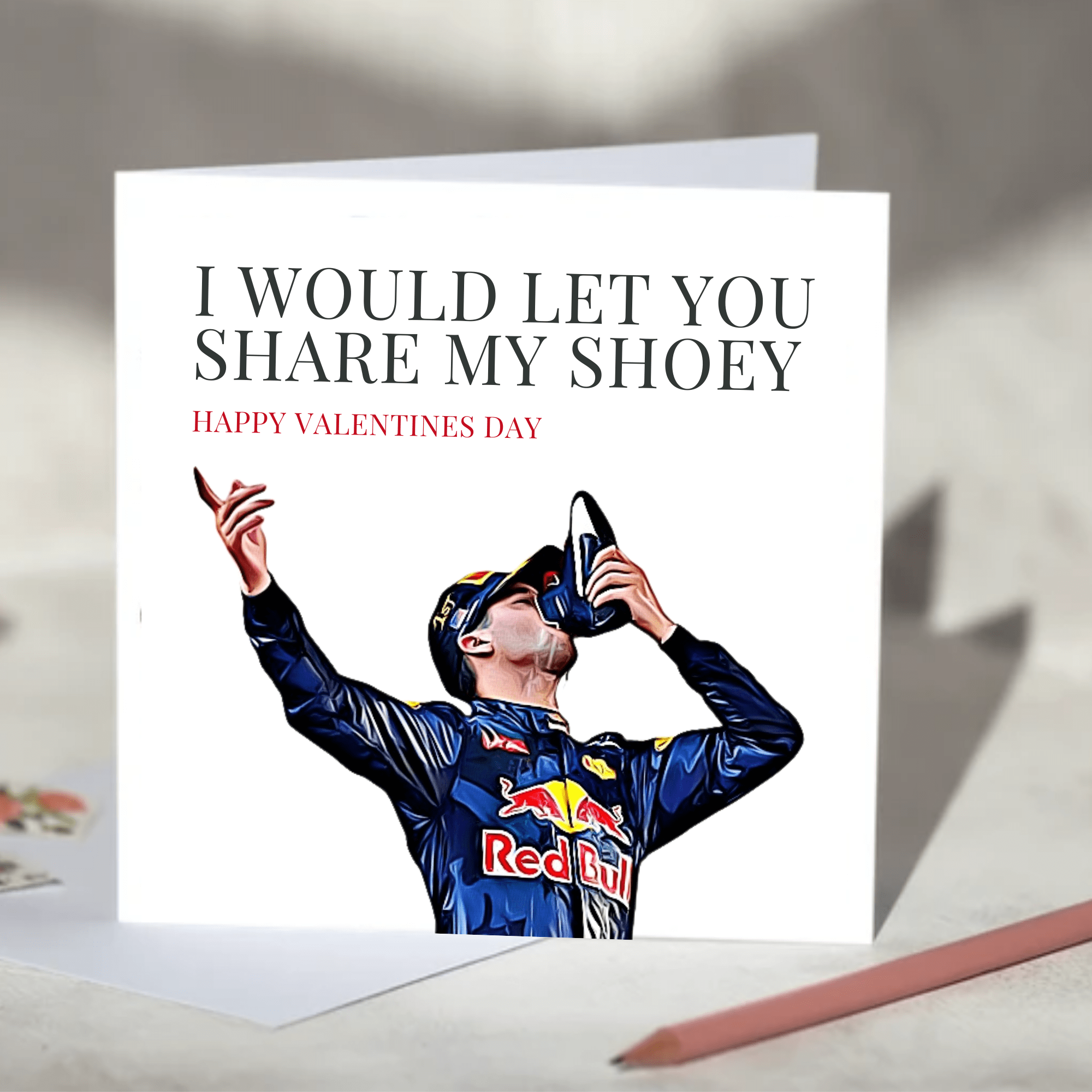 Formula One F1 Birthday / Anniversary / Valentines Card Daniel Ricciardo Shoey Red Bull