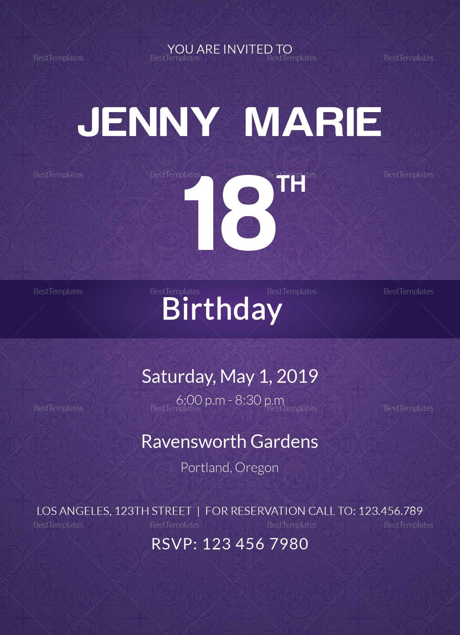 Debut Event Invitation Card Template pertaining to Event Invitation