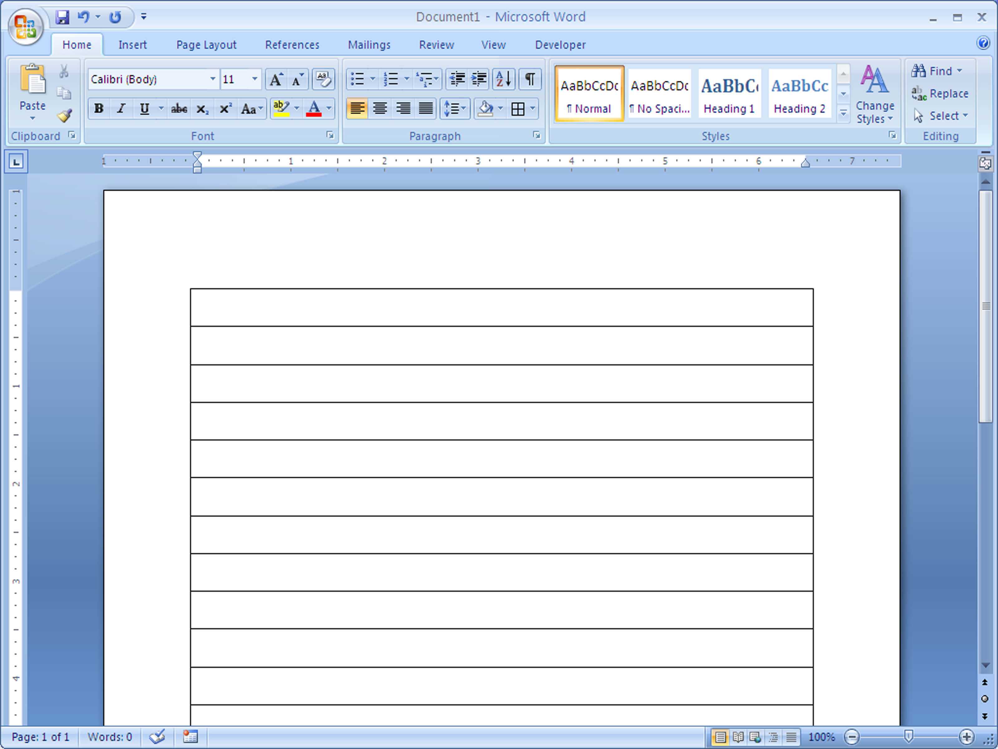 College Ruled Lined Paper Template Word 2007