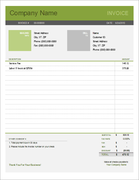 Printable Free Invoice Templates The Grid System