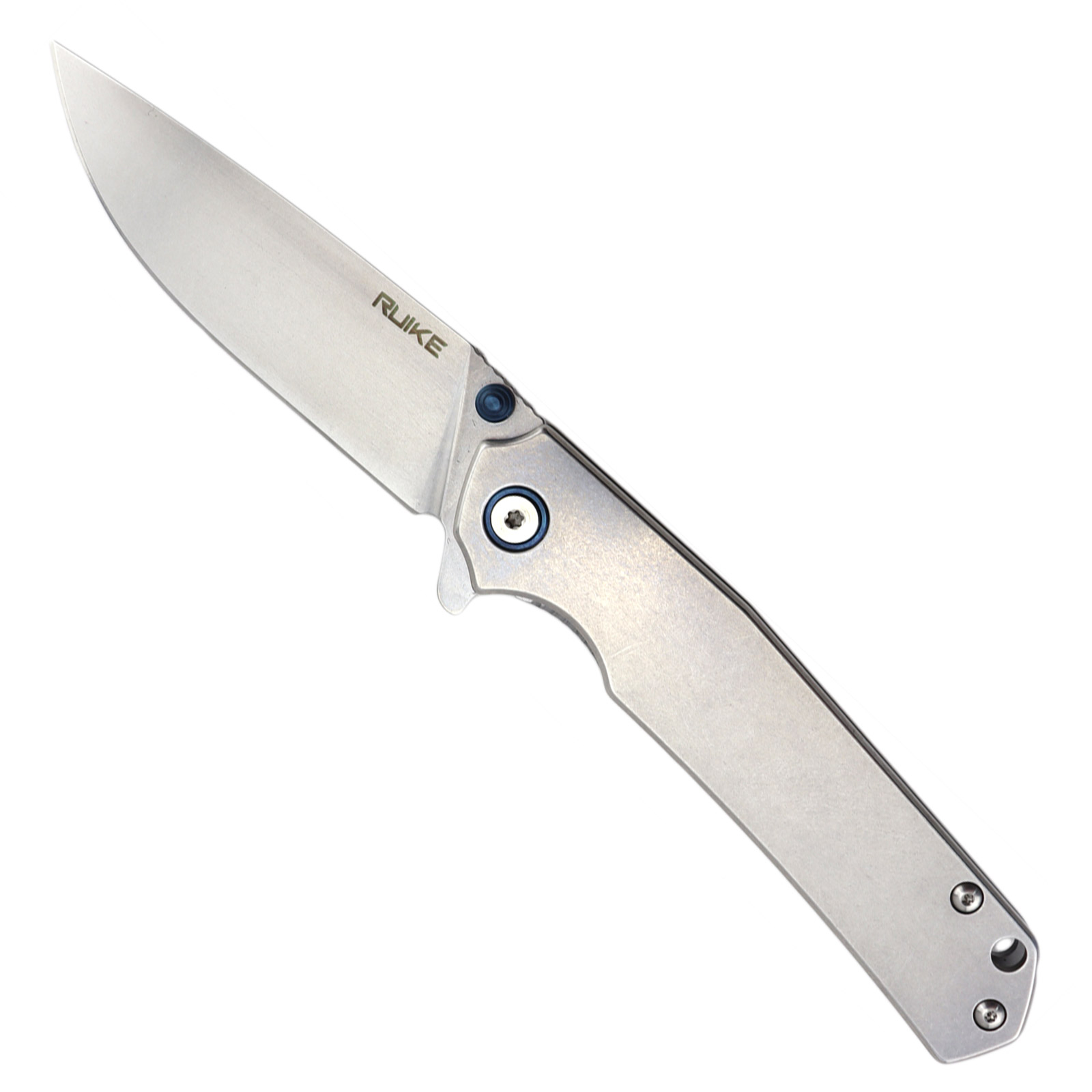 Ruike Knives P801SF Full Grey Stonewash 14C28N 420 SS Handle Folding