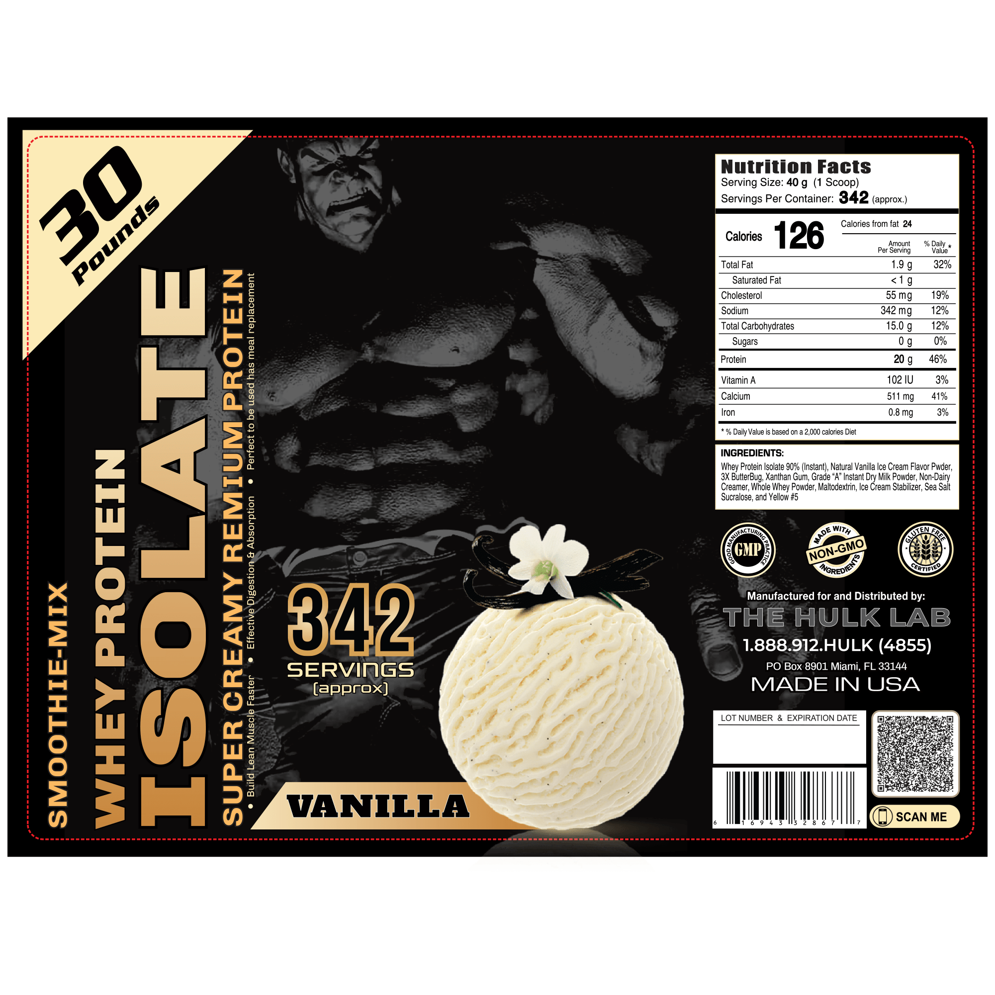 Bulk Whey Protein Isolate ( SmoothieMix 30Lb) Super Creamy Premium