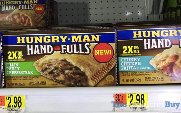 Hungry-Man Hand-Fulls (Fillin' Philly Cheesesteak and Chunky Chicken Fajita).jpg Hungry Man Hand Fulls Fillin Philly Cheesesteak and Chunky Chicken Fajita