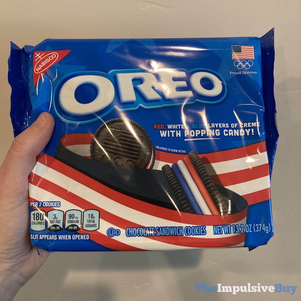 SPOTTED Red, White & Blue Creme Oreo with Popping Candy The