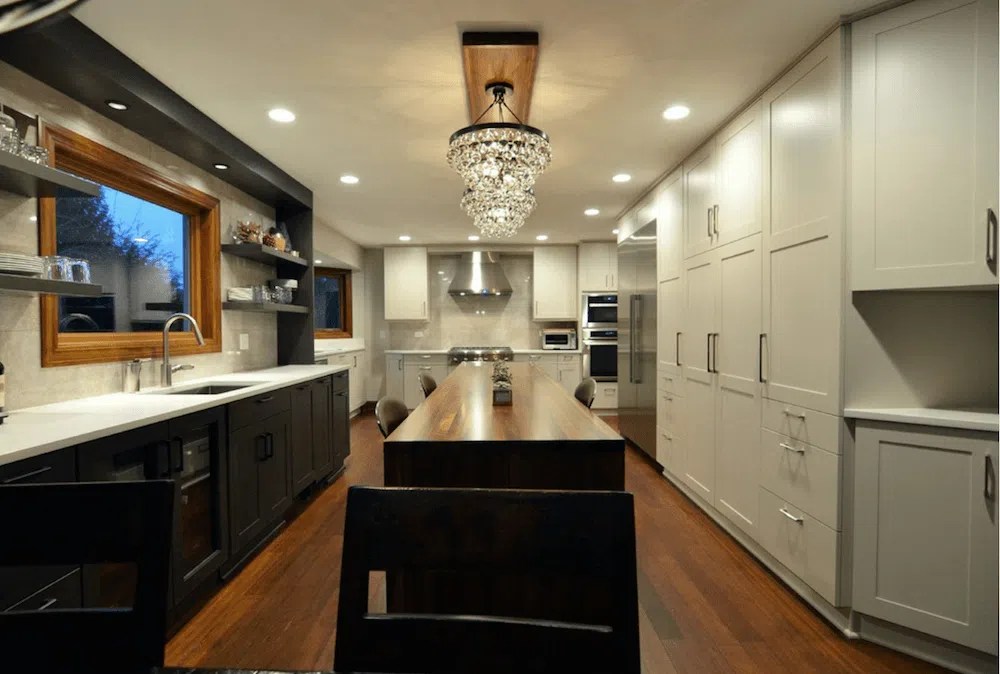Transitional Kitchen with Gray and Walnut Accents Kitchen Master