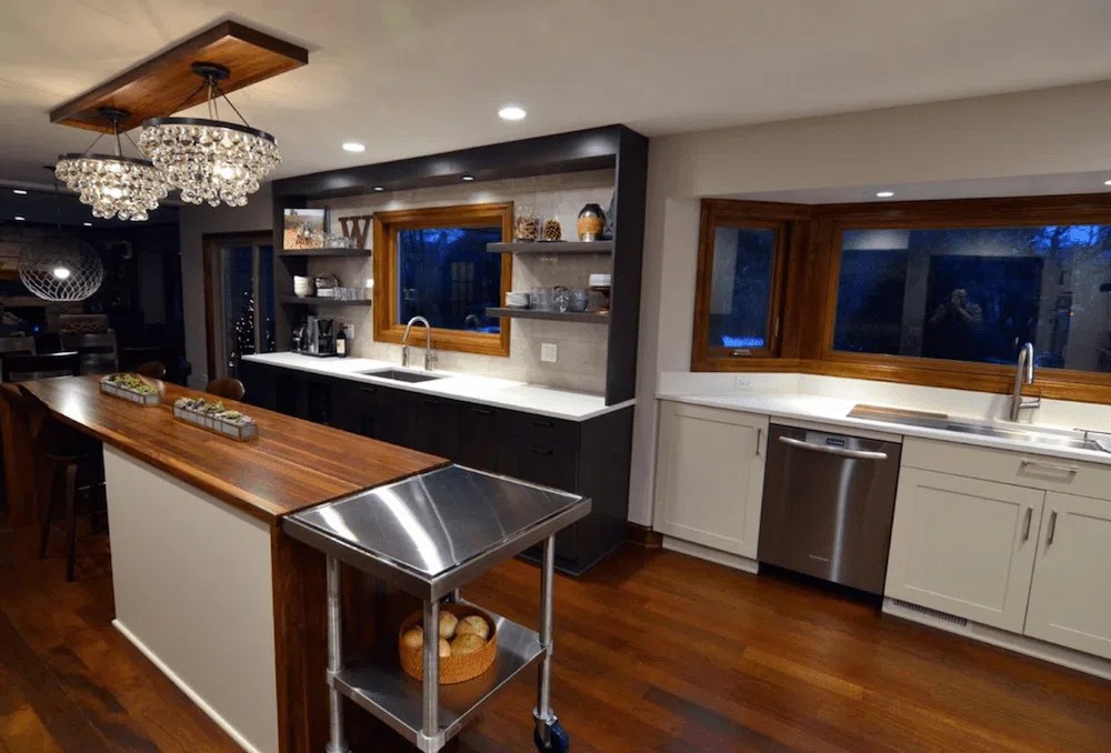 Transitional Kitchen with Gray and Walnut Accents Kitchen Master
