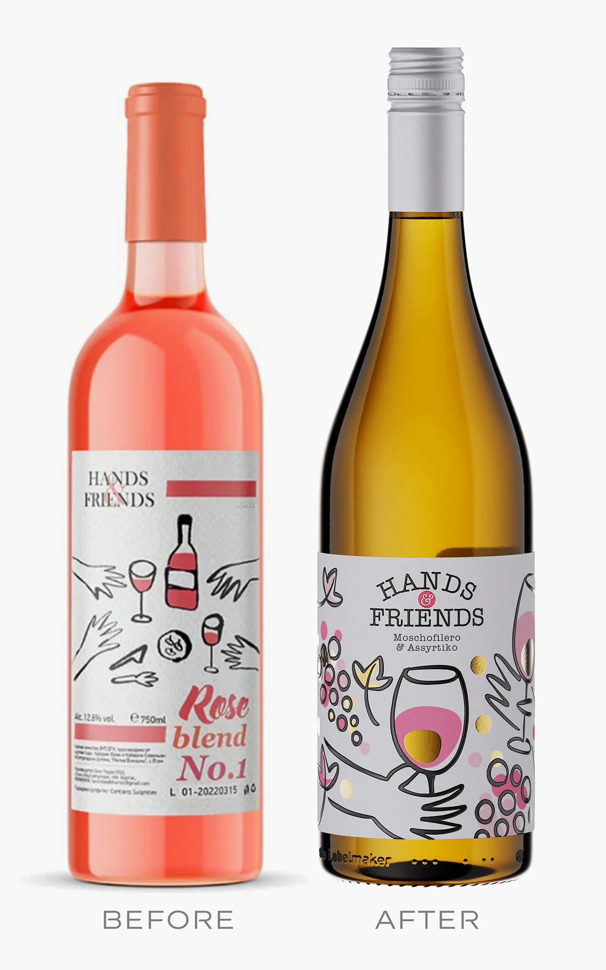 Hands & Friends Wine Label Restyle Wine label designs