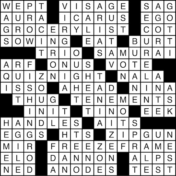 Oct. 2 crossword solution The Lantern