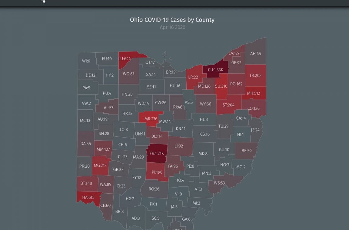 Student creates online map of COVID19 cases across Ohio counties
