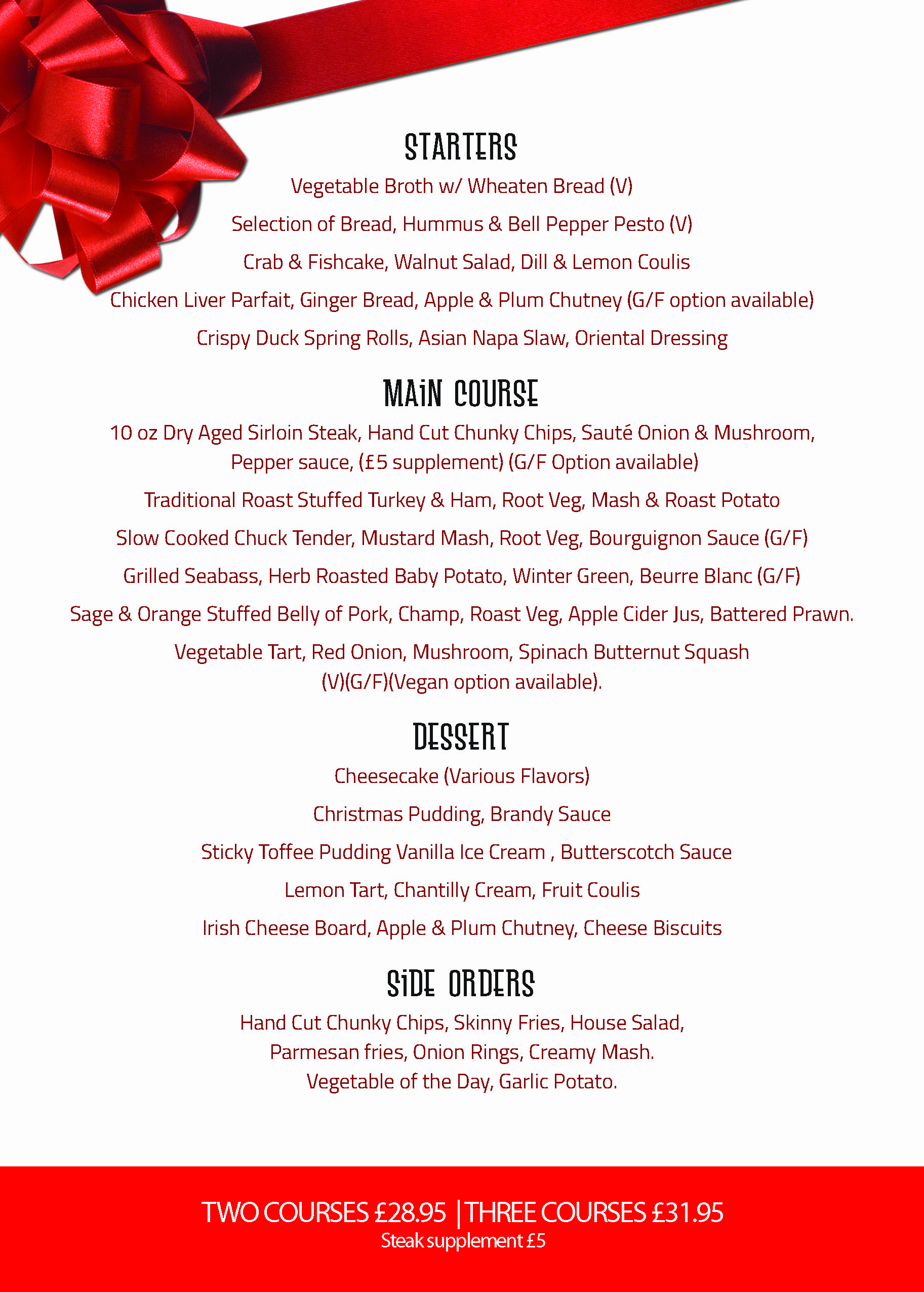 Brig O Doon Christmas Day Menu Christmas