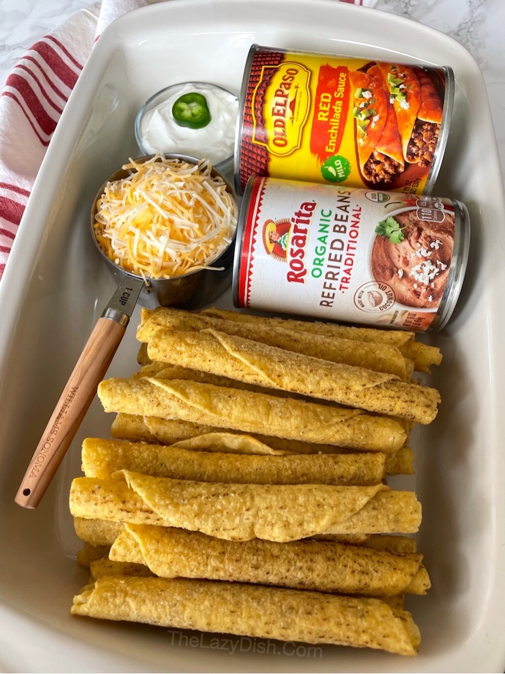 Lazy Enchiladas (Frozen Taquito Dinner Casserole)