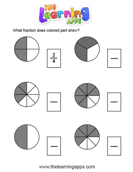 Download free printable Fractions 02 Worksheet for kids