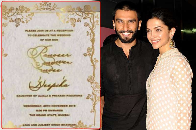 DeepikaRanveer's Mumbai wedding reception card is out, see picture