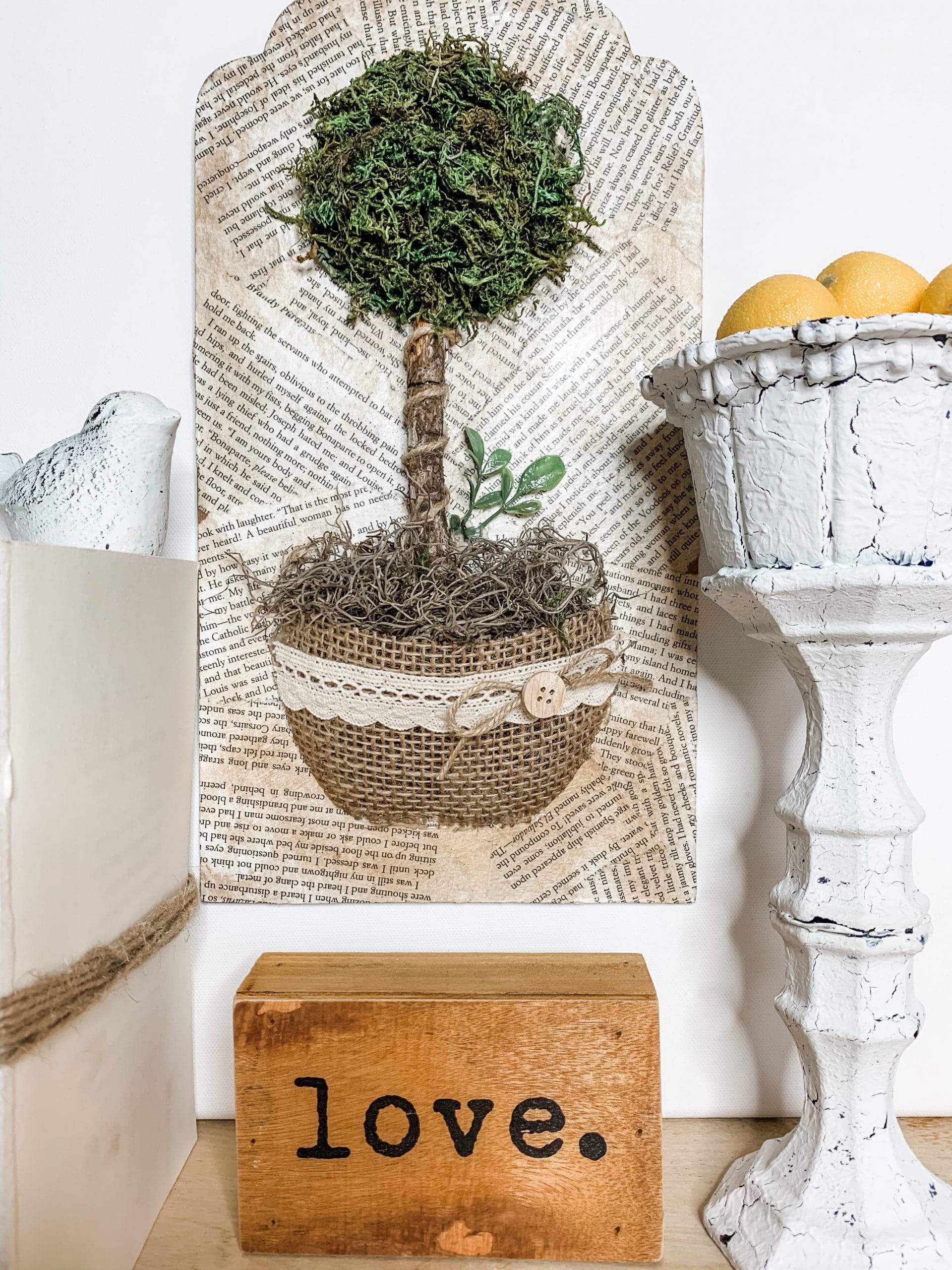 Dollar Tree DIY Topiary Wall Decor Rustic DIY Tutorial
