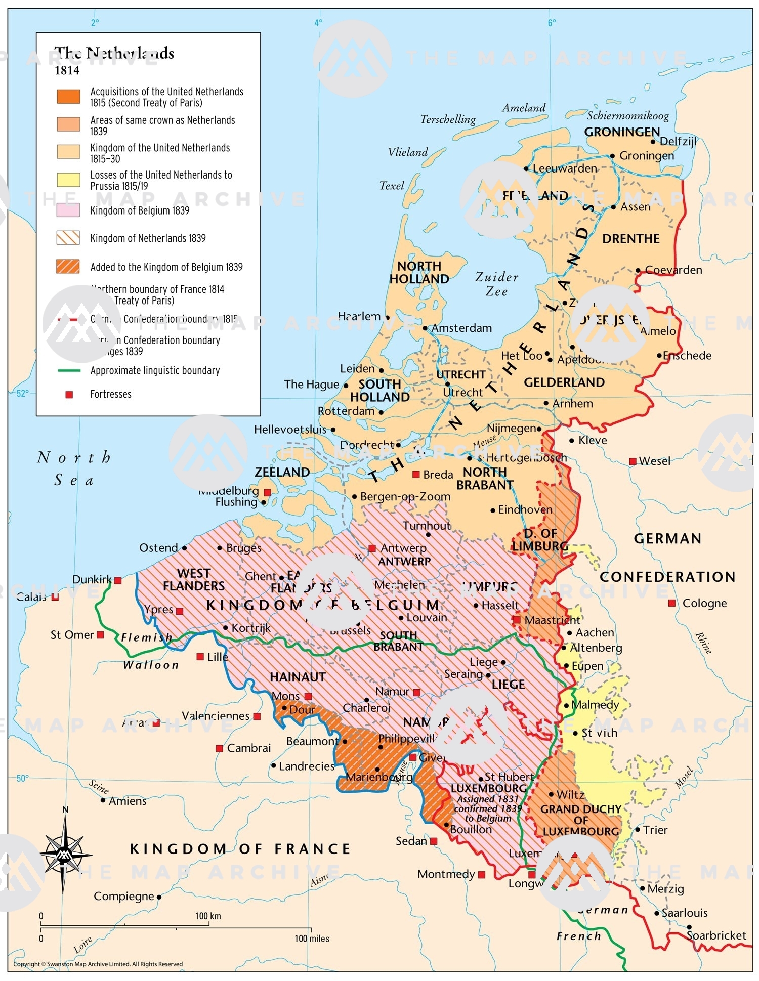 If you are interested in netherlands and the geography of europe our large laminated map of europe might be. The Netherlands 1814