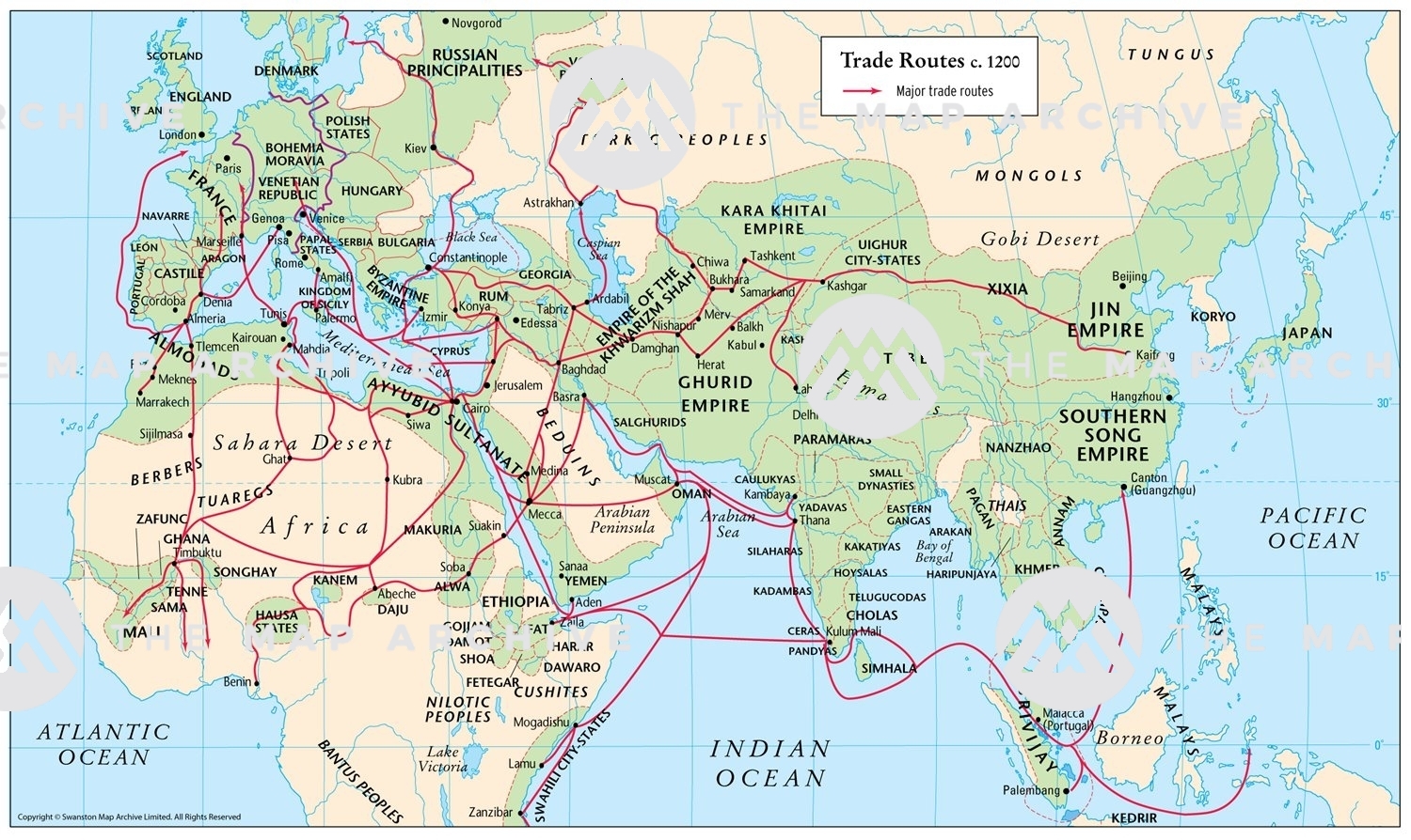 Ancient Trade Routes Map Trade Routes C. 1200