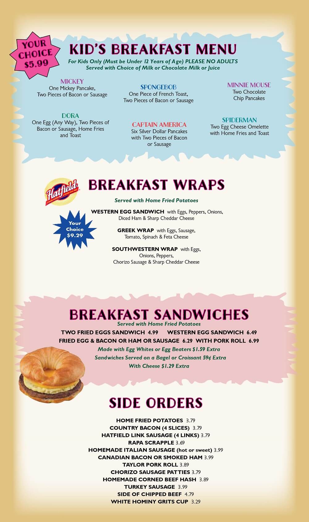 Menu The Meadows Diner