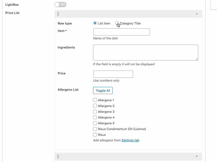 WP Restaurant Price List Pro - ThemeintheBox.com