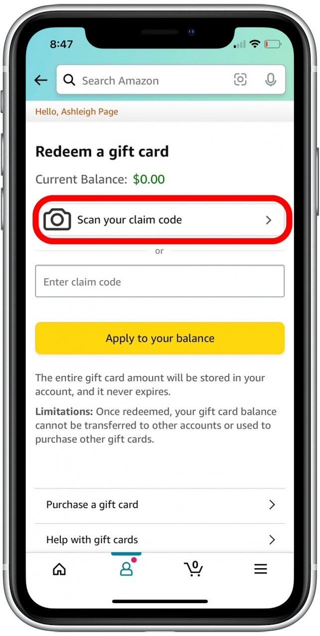 Comment utiliser une cartecadeau Amazon ou un code de réclamation sur