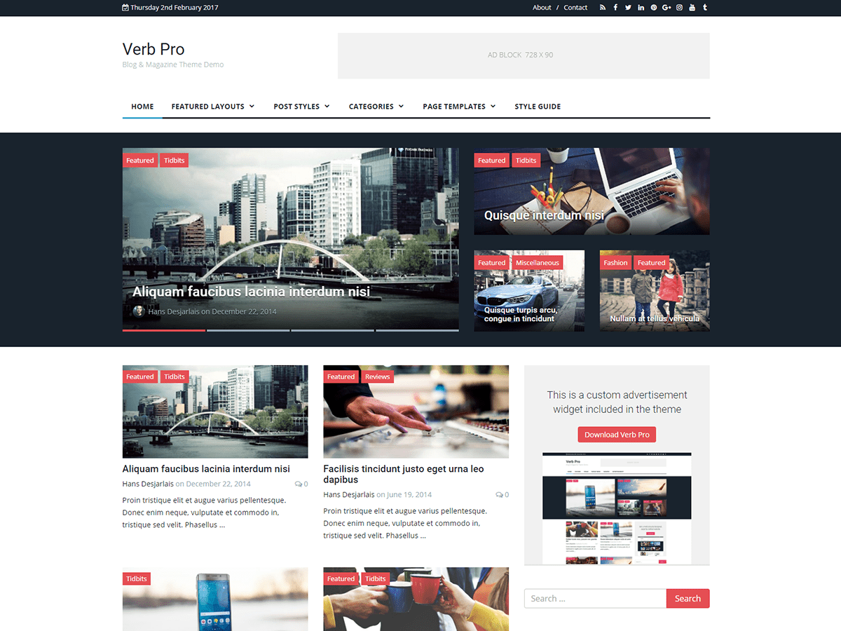 Verb Blog & Magazine Wordpress Theme by Themely