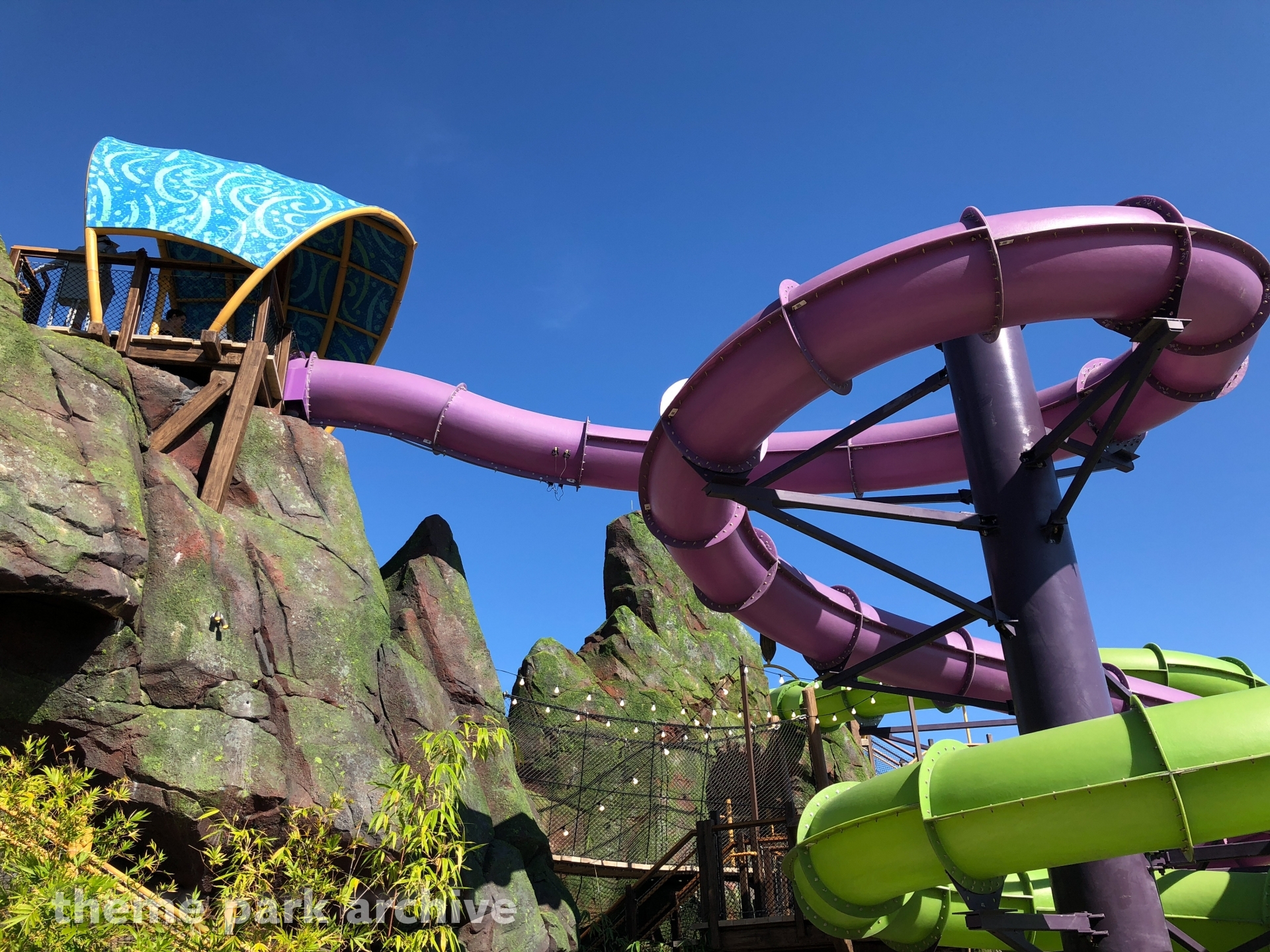 Ohyah and Ohno Drop Slide at Volcano Bay Theme Park Archive