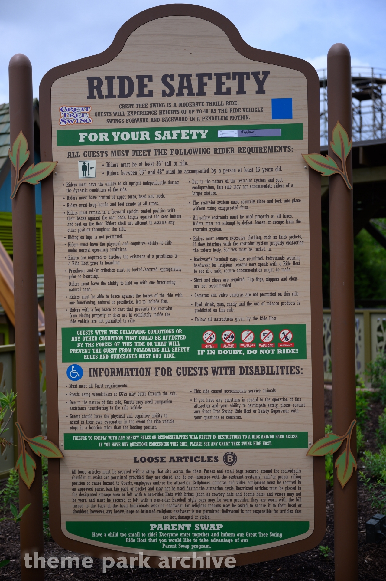 Great Tree Swing at Dollywood Theme Park Archive