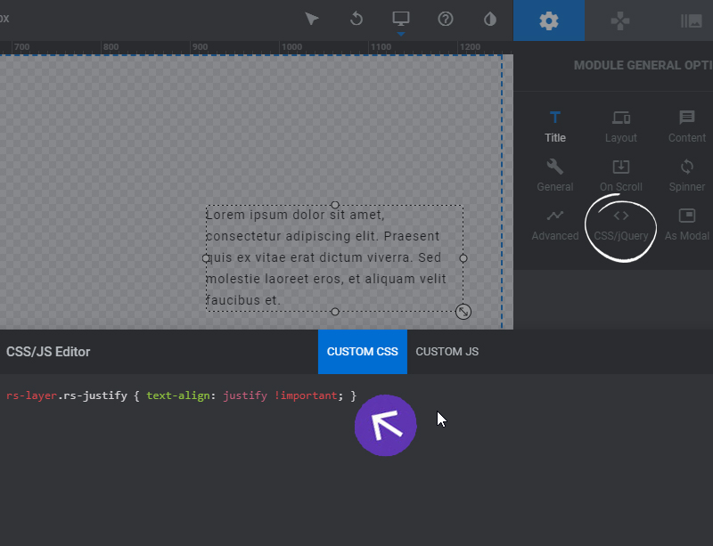 How to Justify Texts in Text Layers Slider Revolution